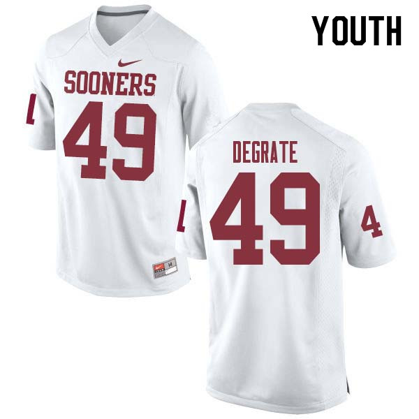 Youth #49 Travis DeGrate Oklahoma Sooners College Football Jerseys Sale-White - Click Image to Close
